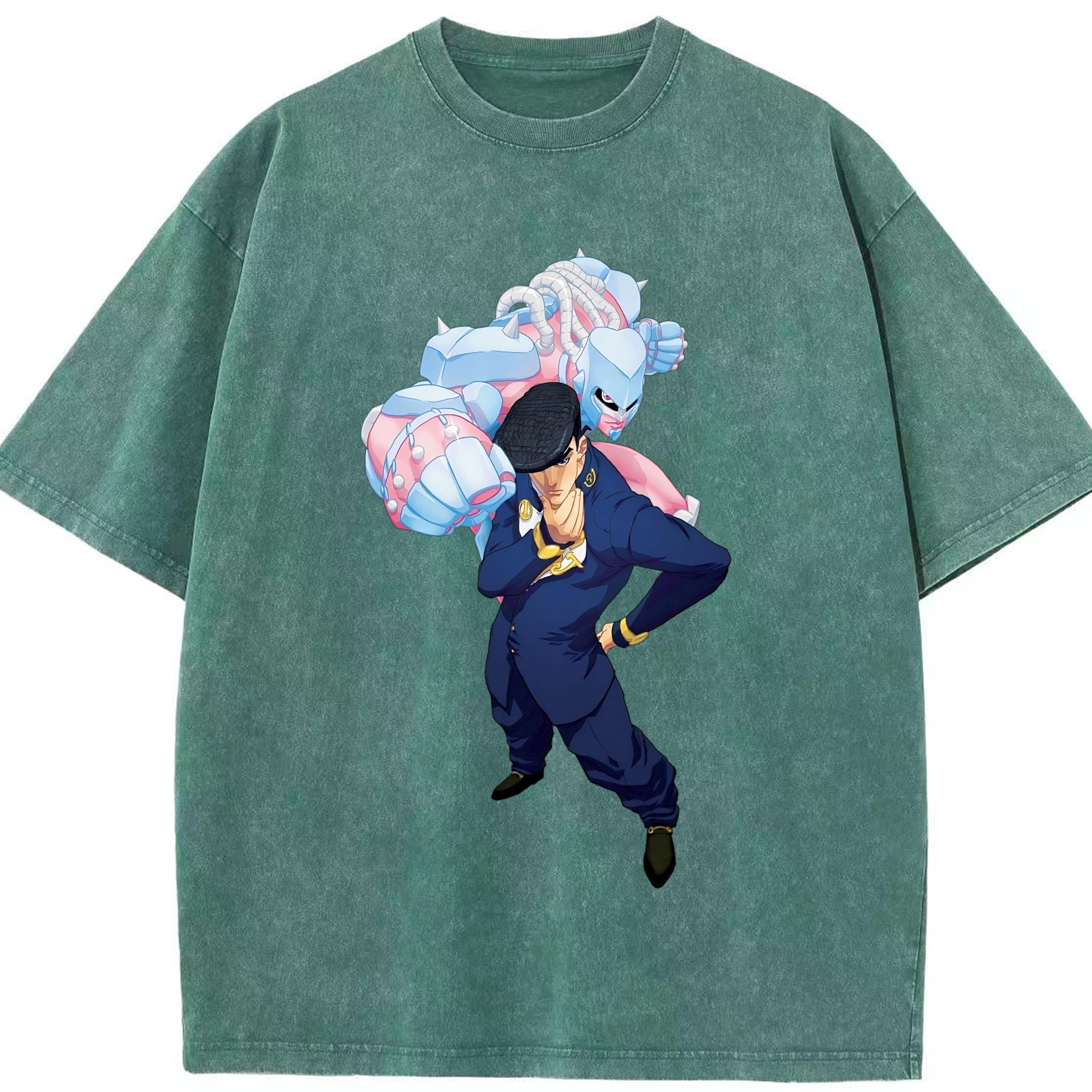 （画像用） ジョジョの奇妙な冒険 ひがしかた じょうすけ JoJo's Bizarre Adventure Higashikata Josuke 綿100% ヴィンテージ風 半袖Tシャツ（フロントプリント）